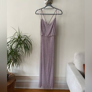 Adrianna Papell Cream Lilac Beaded Dress Size 2